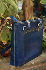 Handcrafted Kutch Leather Bag | Mirrorwork | Blue