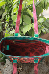 Handcrafted Kutch Leather Bag | Mirrorwork | Teal