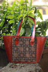 Handcrafted Kutch Leather Bag | Ajrakh