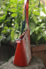 Handcrafted Kutch Leather Bag | Ajrakh