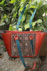 Handcrafted Kutch Leather Bag | Ajrakh