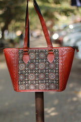 Handcrafted Kutch Leather Bag | Ajrakh
