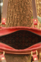 Handcrafted Kutch Leather Bag | Mirrorwork | Brown