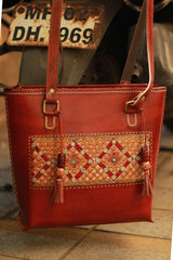 Handcrafted Kutch Leather Bag | Mirrorwork | Brown