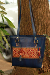 Handcrafted Kutch Leather Bag | Mirrorwork | Blue