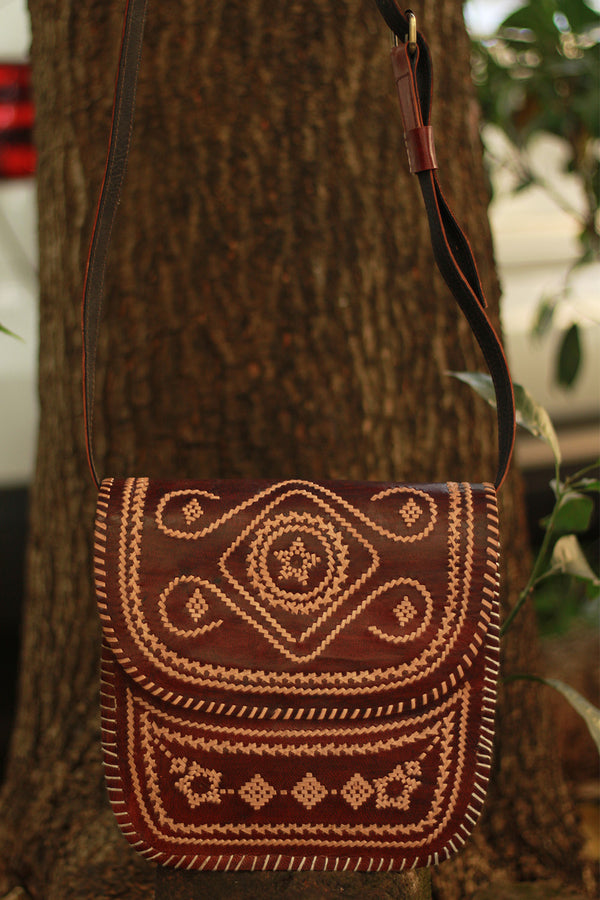 Handcrafted Kutch Leather Bag | Brown