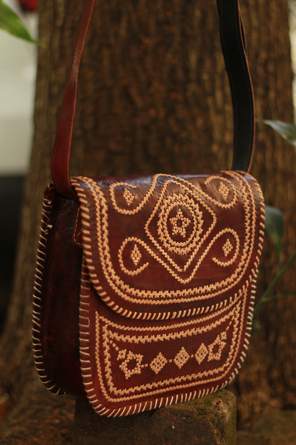 Handcrafted Kutch Leather Bag | Brown
