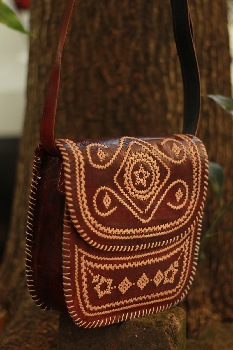Handcrafted Kutch Leather Bag | Brown
