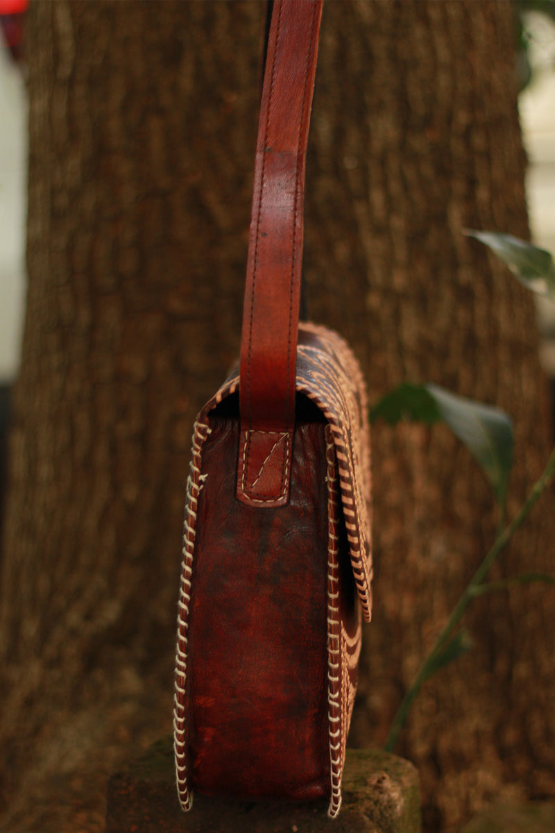 Handcrafted Kutch Leather Bag | Brown