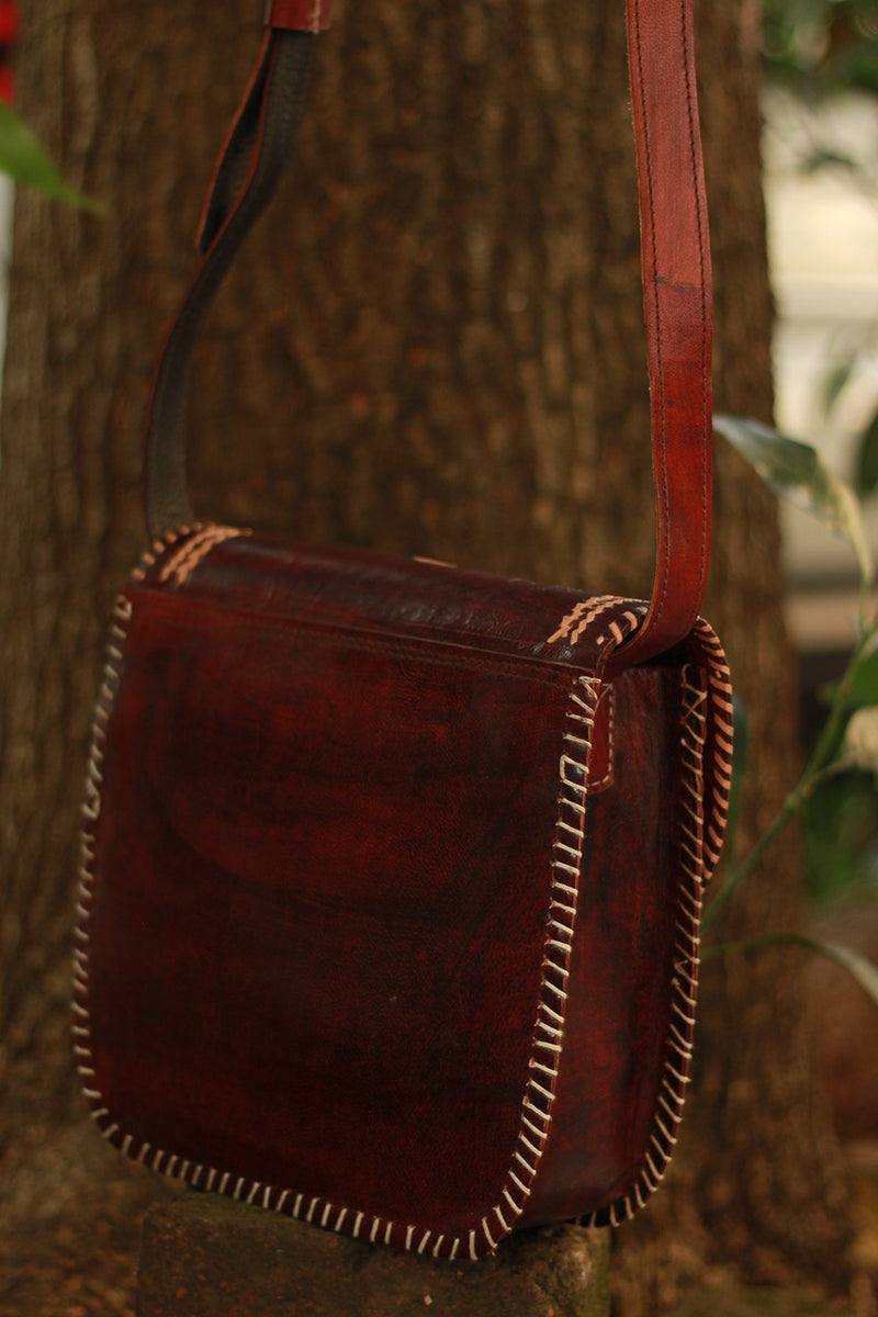 Handcrafted Kutch Leather Bag | Brown