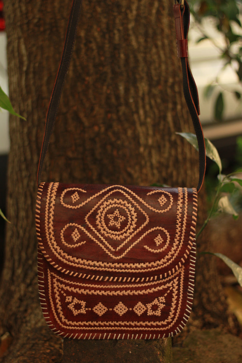 Handcrafted Kutch Leather Bag | Brown