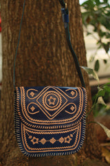 Handcrafted Kutch Leather Bag | Blue