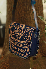 Handcrafted Kutch Leather Bag | Blue
