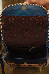 Handcrafted Kutch Leather Bag | Blue