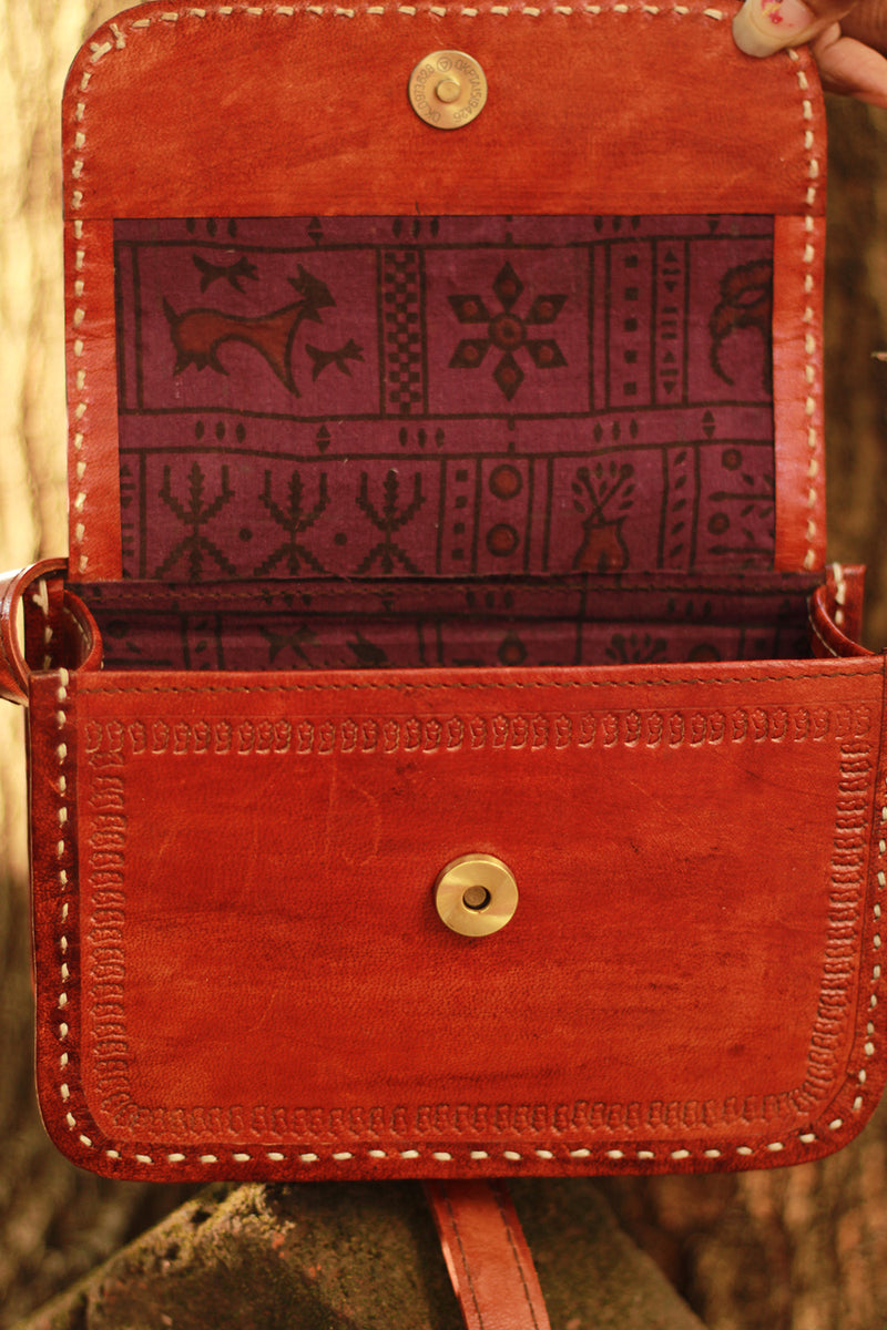 Handcrafted Kutch Leather Bag | Brown
