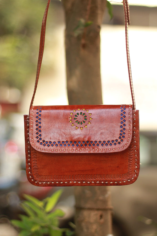 Handcrafted Kutch Leather Bag | Brown