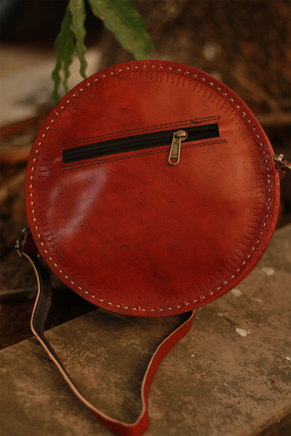 Handcrafted Kutch Leather Bag | Mirrorwork | Brown