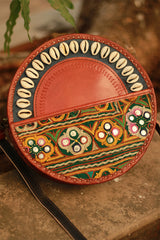 Handcrafted Kutch Leather Bag | Mirrorwork | Brown