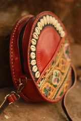 Handcrafted Kutch Leather Bag | Mirrorwork | Brown