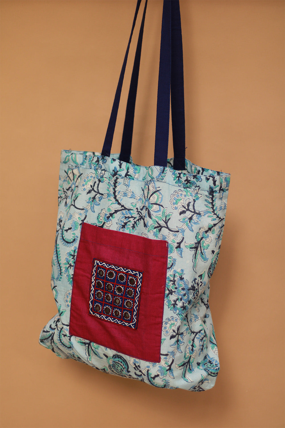 Fabric Jhola Bag | Blue Sanganeri