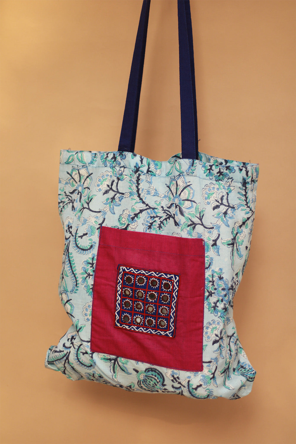 Fabric Jhola Bag | Blue Sanganeri