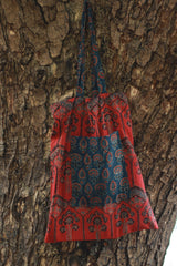 Fabric Jhola Bag | Blue & Rust Prakriti Ajrakh