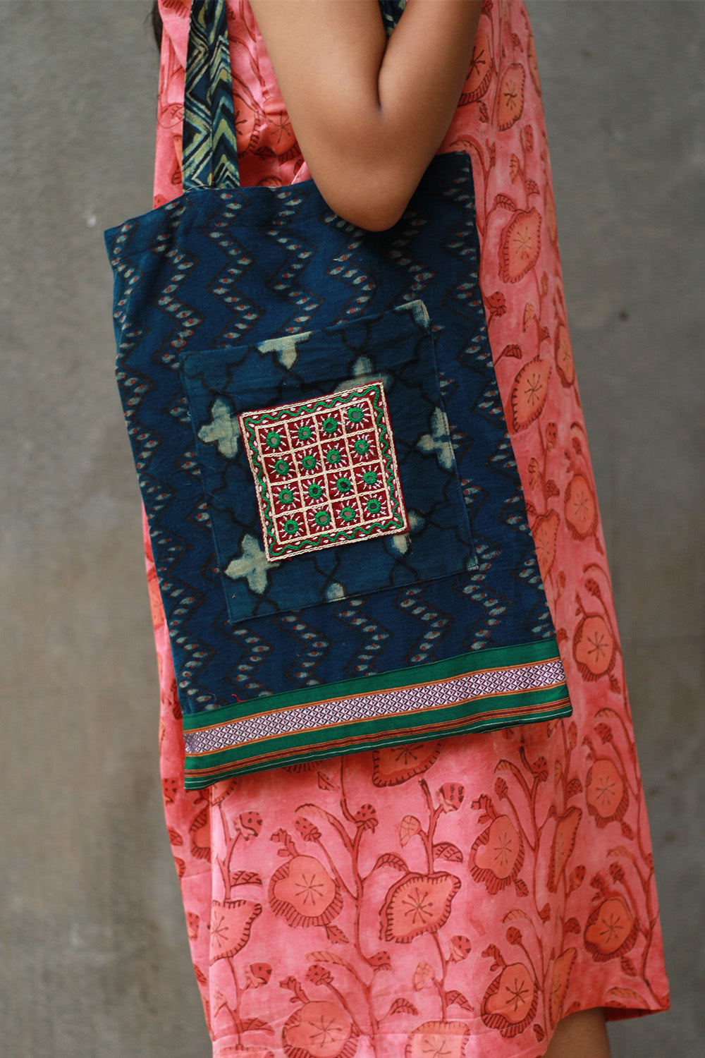 Fabric Jhola Bag | Sea Blue