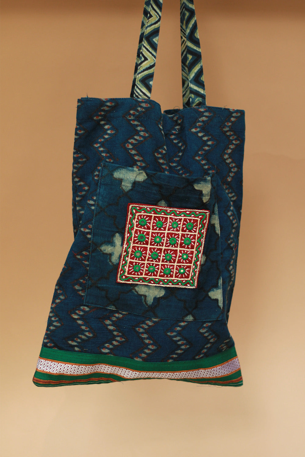 Fabric Jhola Bag | Sea Blue