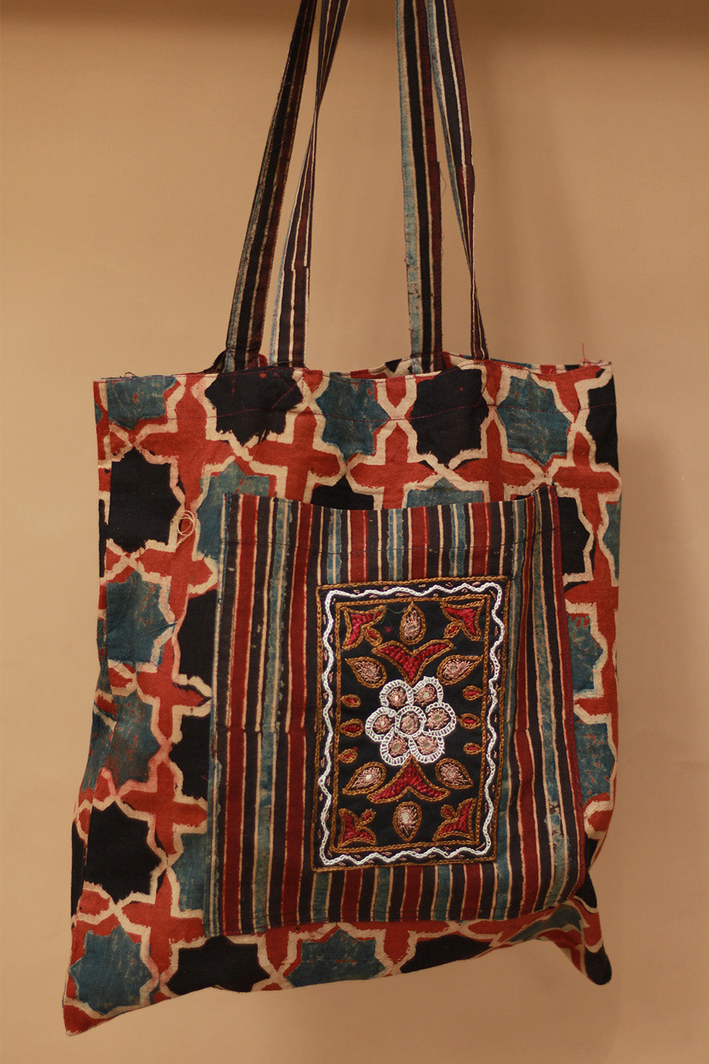 Fabric Jhola Bag | Madder Shatkon Ajrakh