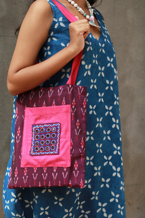 Fabric Jhola Bag | Magenta & Fuschia