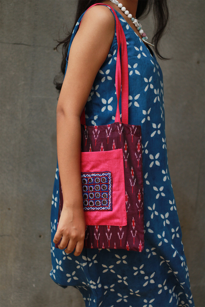 Fabric Jhola Bag | Magenta & Fuschia