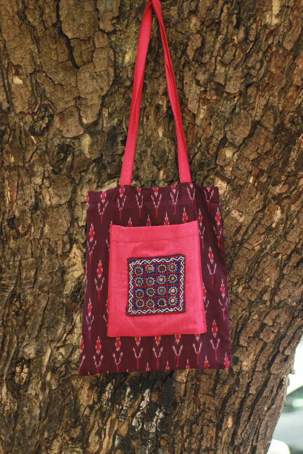 Fabric Jhola Bag | Magenta & Fuschia