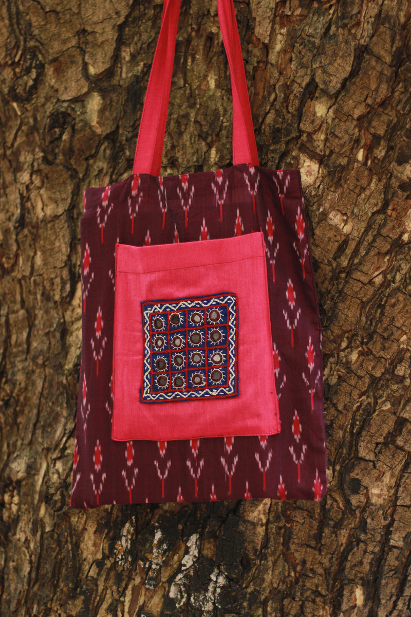 Fabric Jhola Bag | Magenta & Fuschia