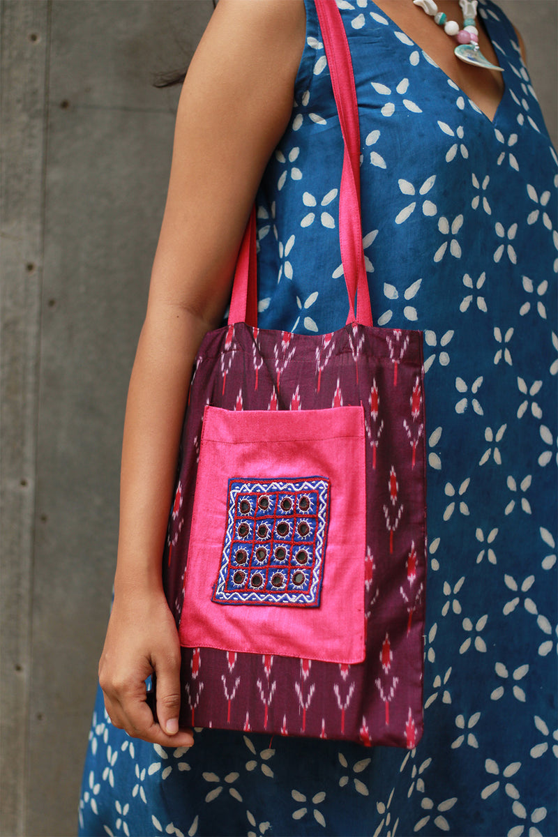 Fabric Jhola Bag | Magenta & Fuschia