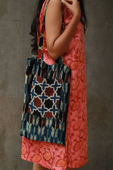 Fabric Jhola Bag | Blue & Rust Shatkon Ajrakh