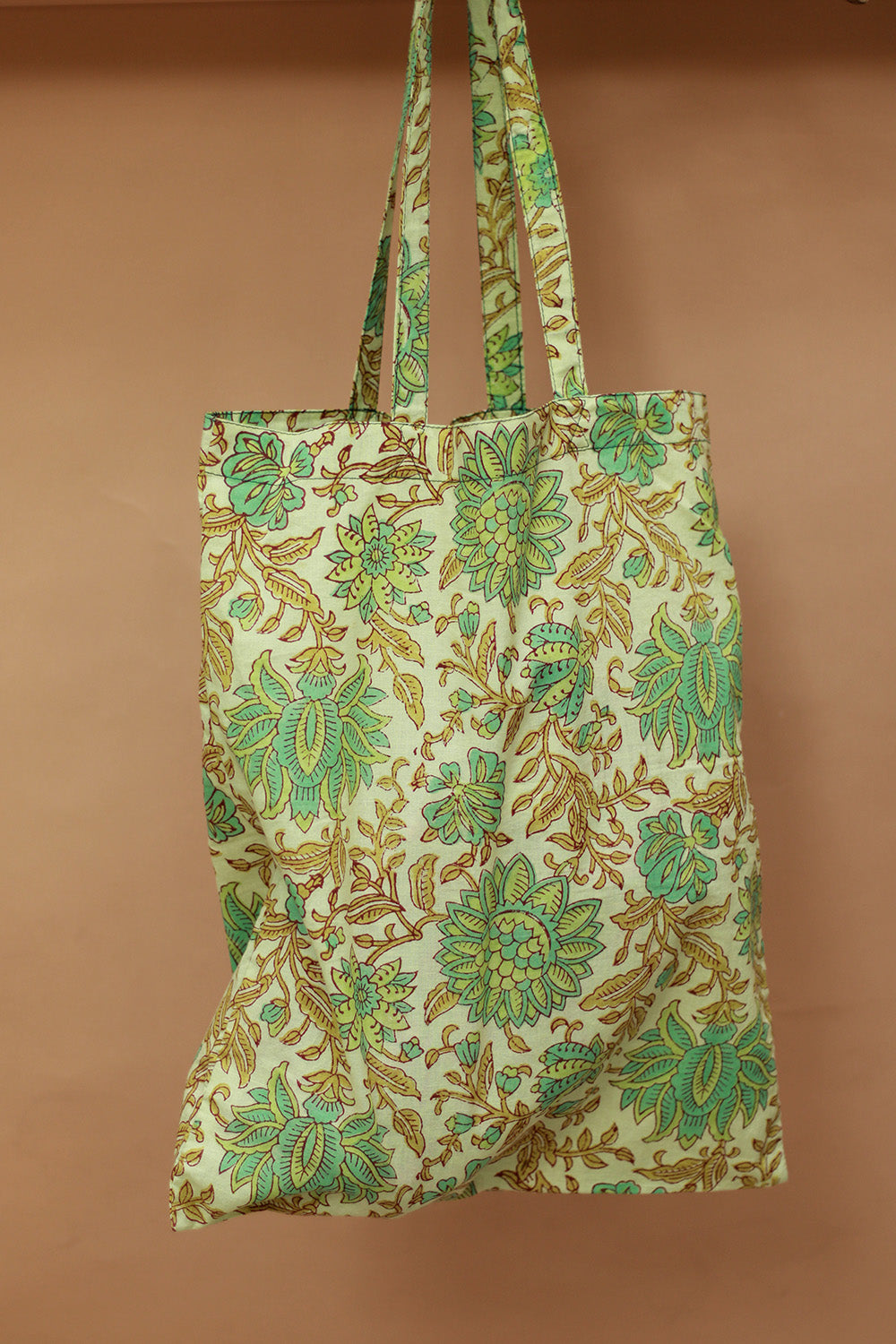 Fabric Jhola Bag | Lime Green Sanganeri
