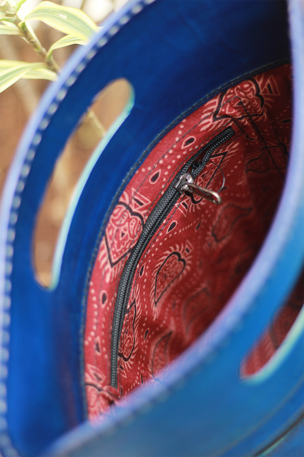 Handcrafted Kutch Leather Bag | Mirrorwork | Blue