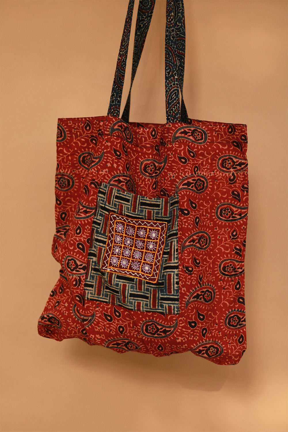 Fabric Jhola Bag | Rust Kairi Ajrakh