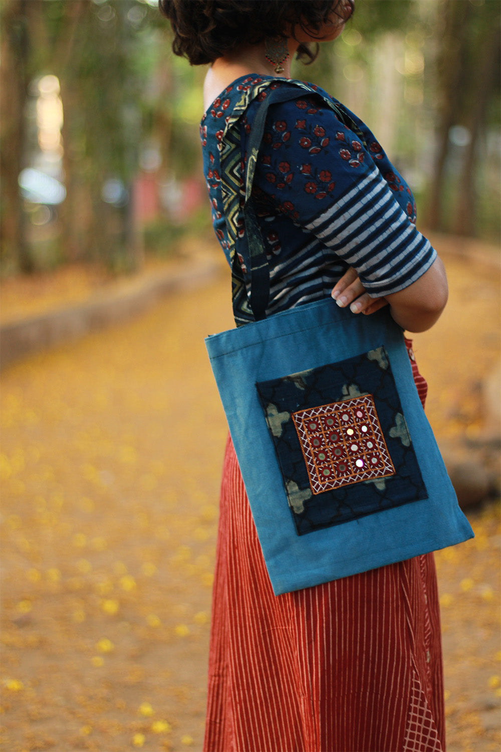 Fabric Jhola Bag | Cyan