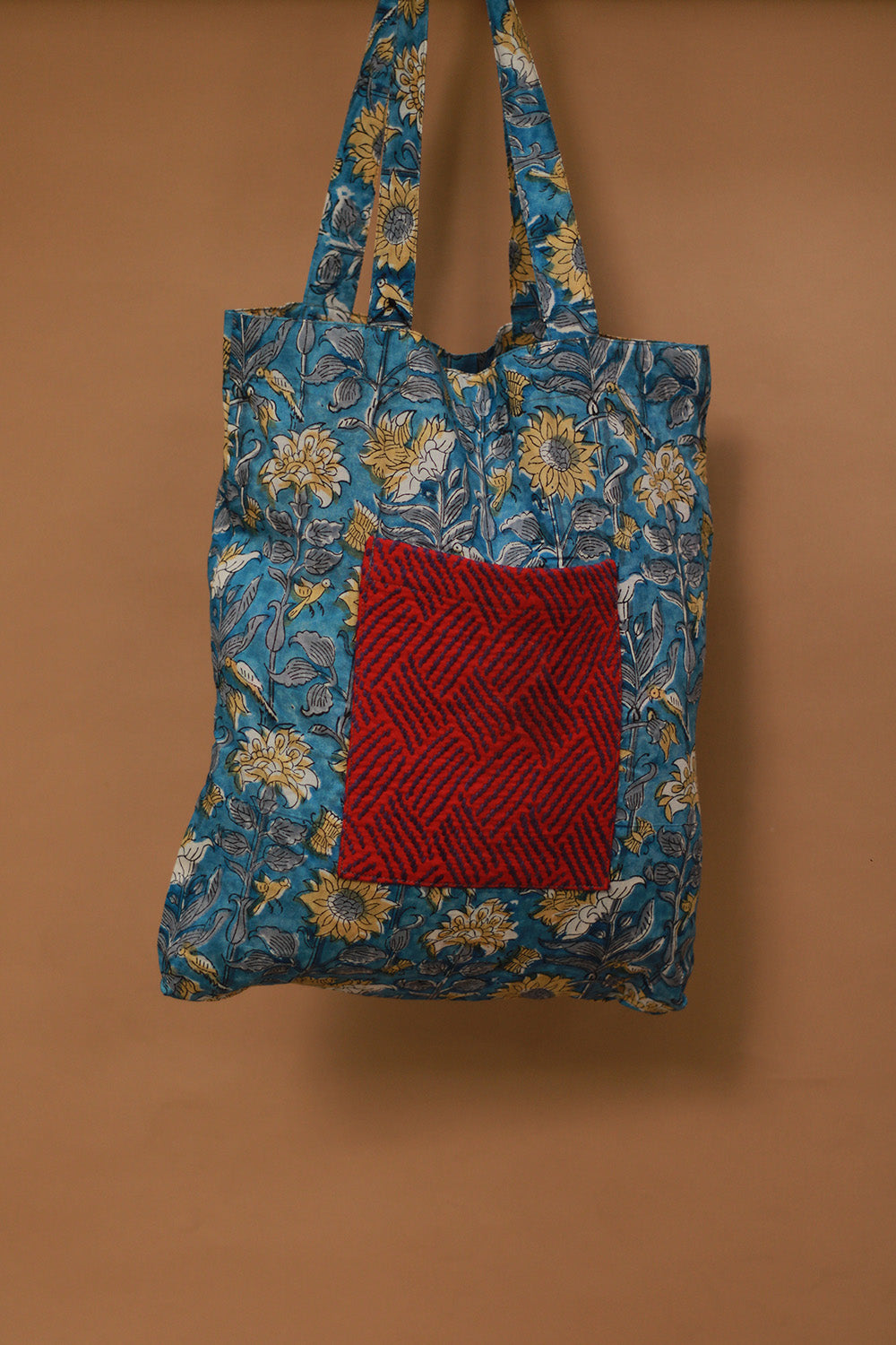 Fabric Jhola Bag | Cyan Sanganeri