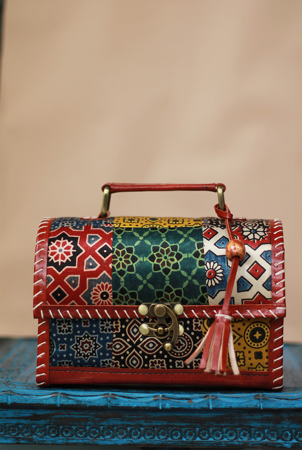 Handcrafted Kutch Leather Bag | Ajrakh