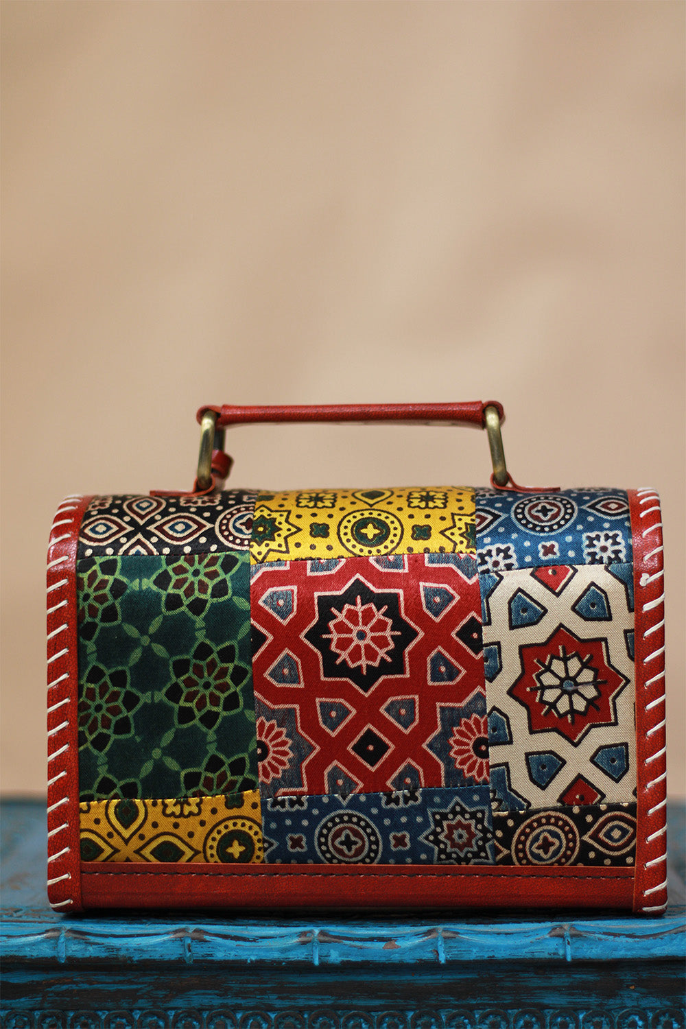 Handcrafted Kutch Leather Bag | Ajrakh