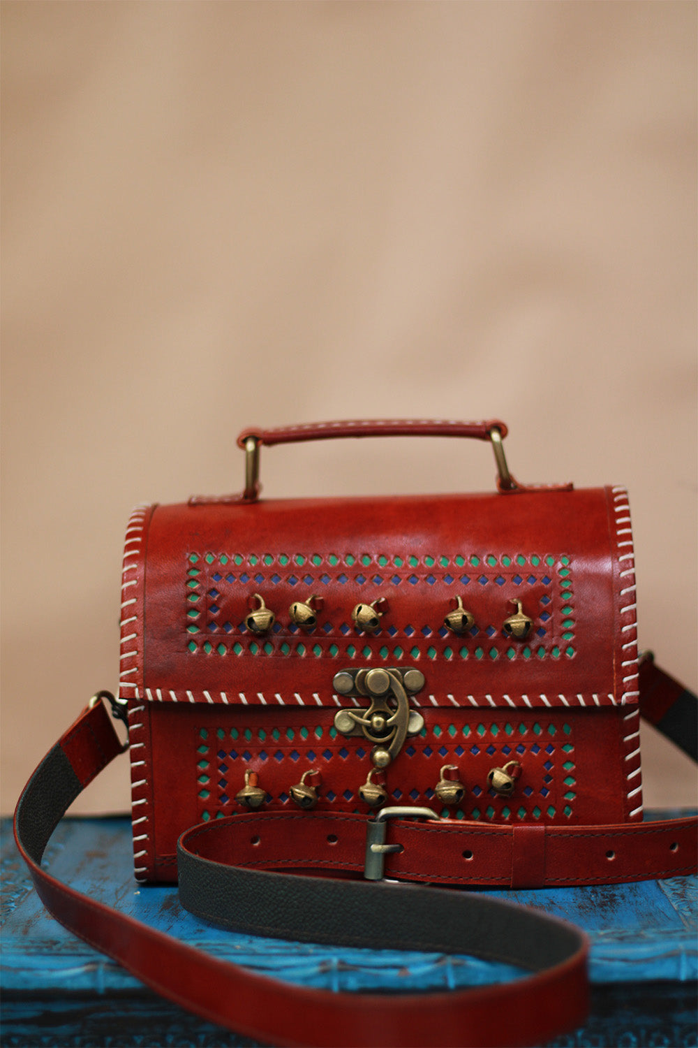 Handcrafted Kutch Leather Bag | Ghungroo