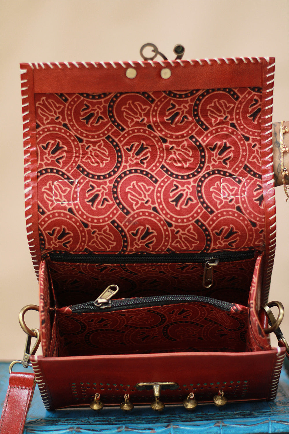 Handcrafted Kutch Leather Bag | Ghungroo