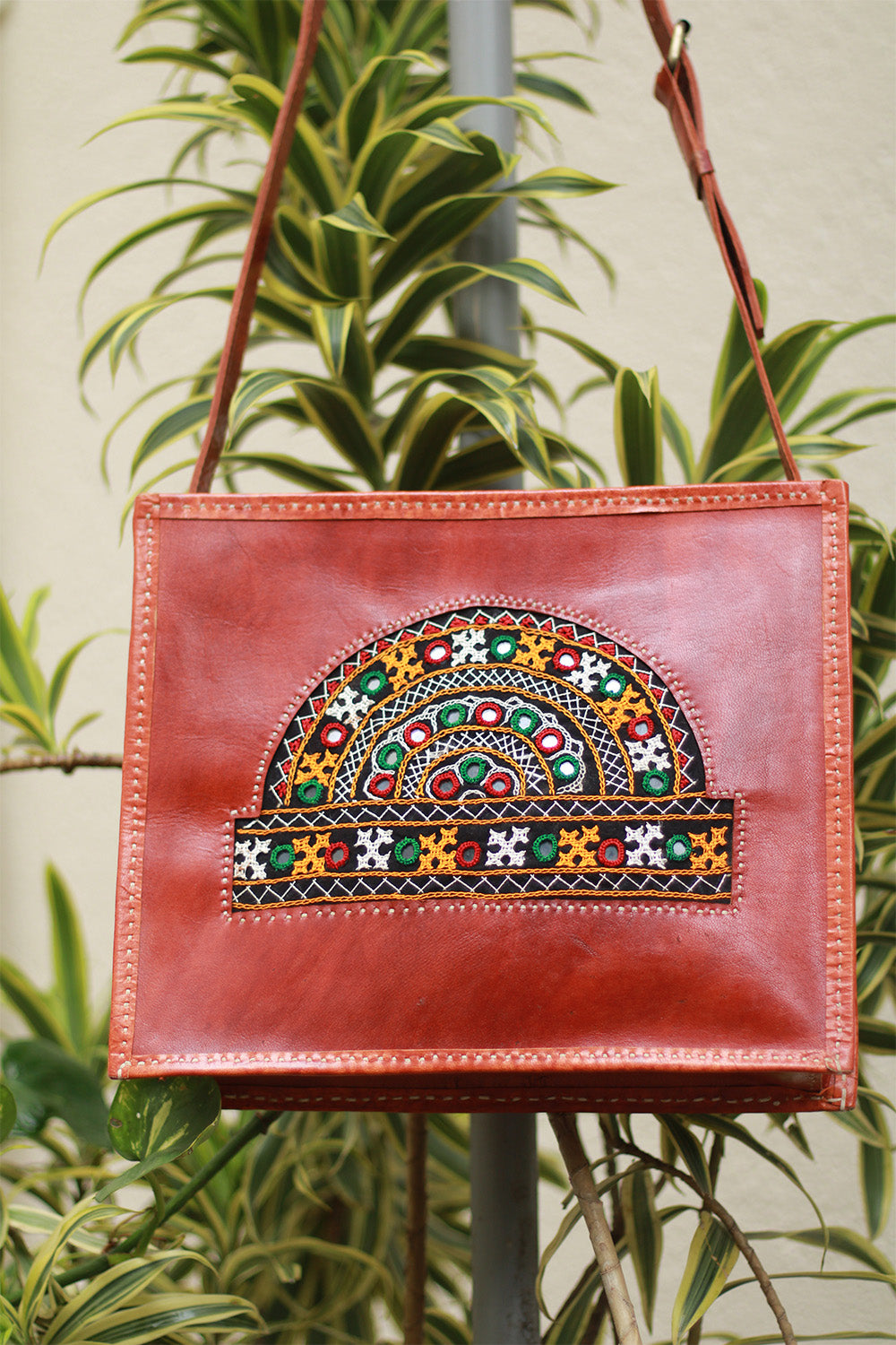 Handcrafted Kutch Leather Bag | Tan