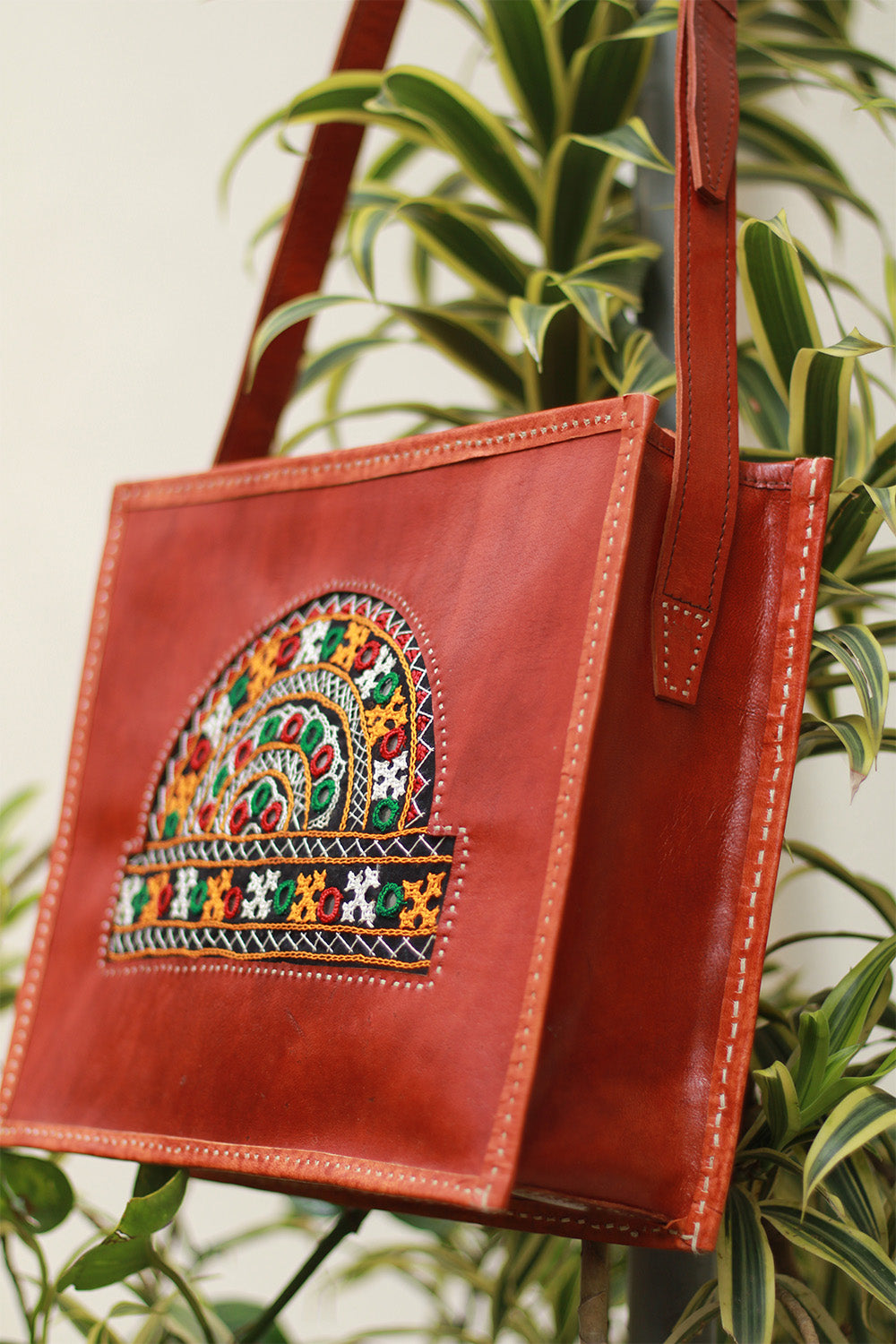 Handcrafted Kutch Leather Bag | Tan