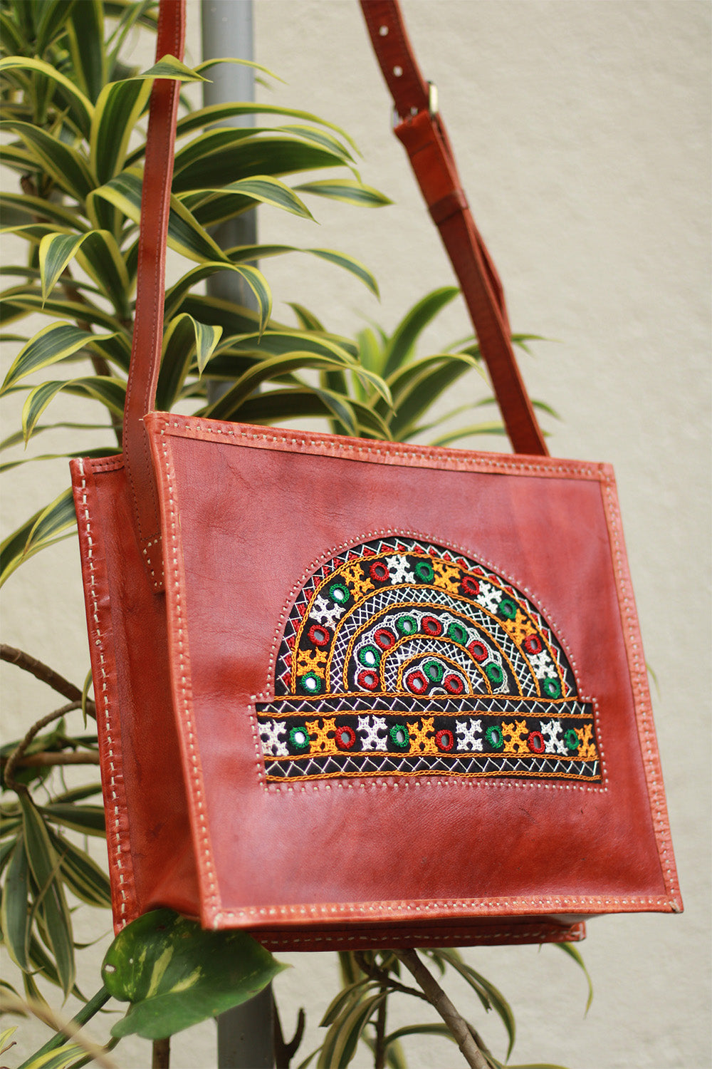 Handcrafted Kutch Leather Bag | Tan