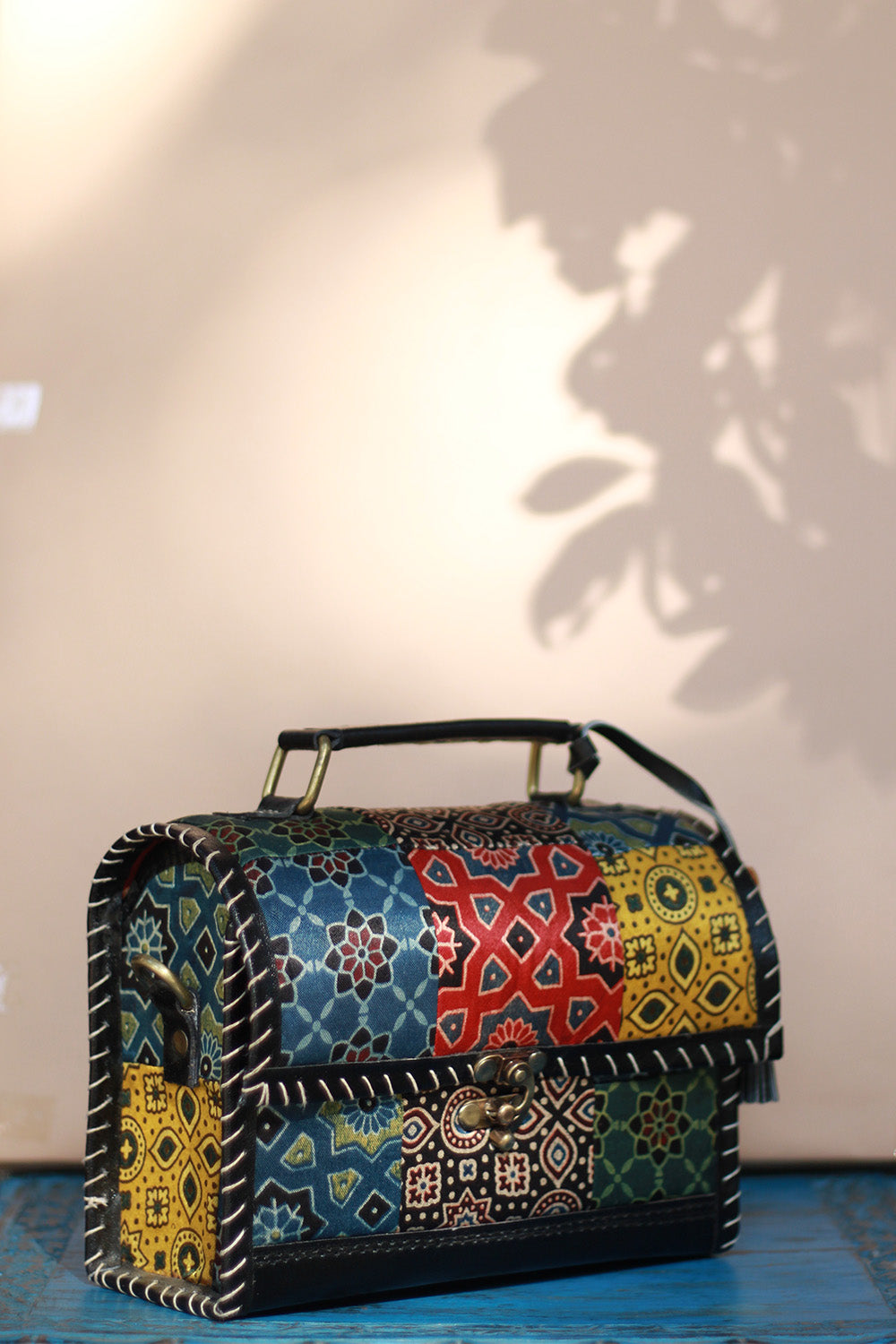 Handcrafted Kutch Leather Bag | Ajrakh