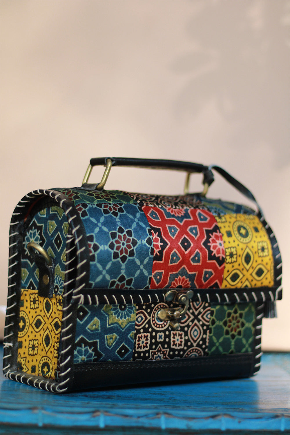 Handcrafted Kutch Leather Bag | Ajrakh