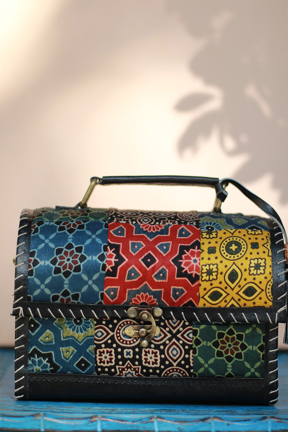 Handcrafted Kutch Leather Bag | Ajrakh